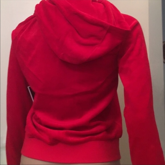 JUICY COUTURE RED HOODIE TOP BLACK LABEL SM - Picture 4 of 8